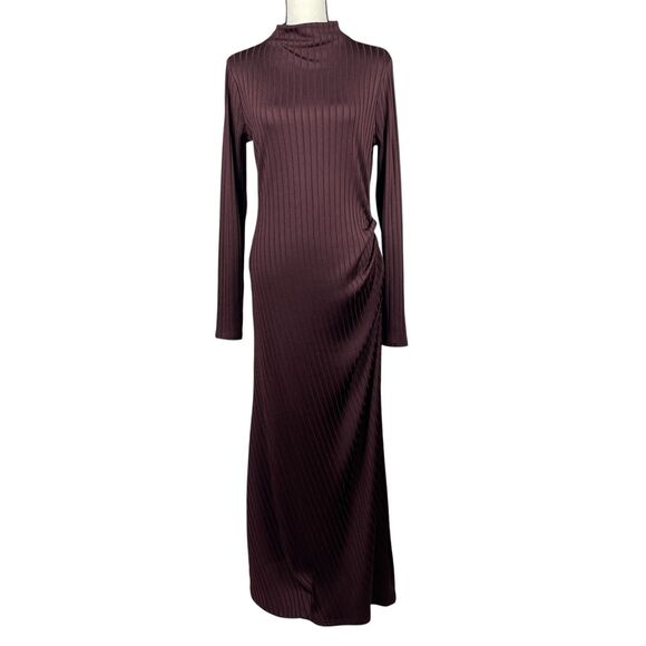 Good American Dresses & Skirts - Good American Women’s Maxi Dress XL Burgundy Ribbed Mock Neck Long Sleeve